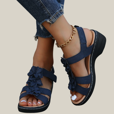 Giorgia | Sandali con Zeppa Floreali