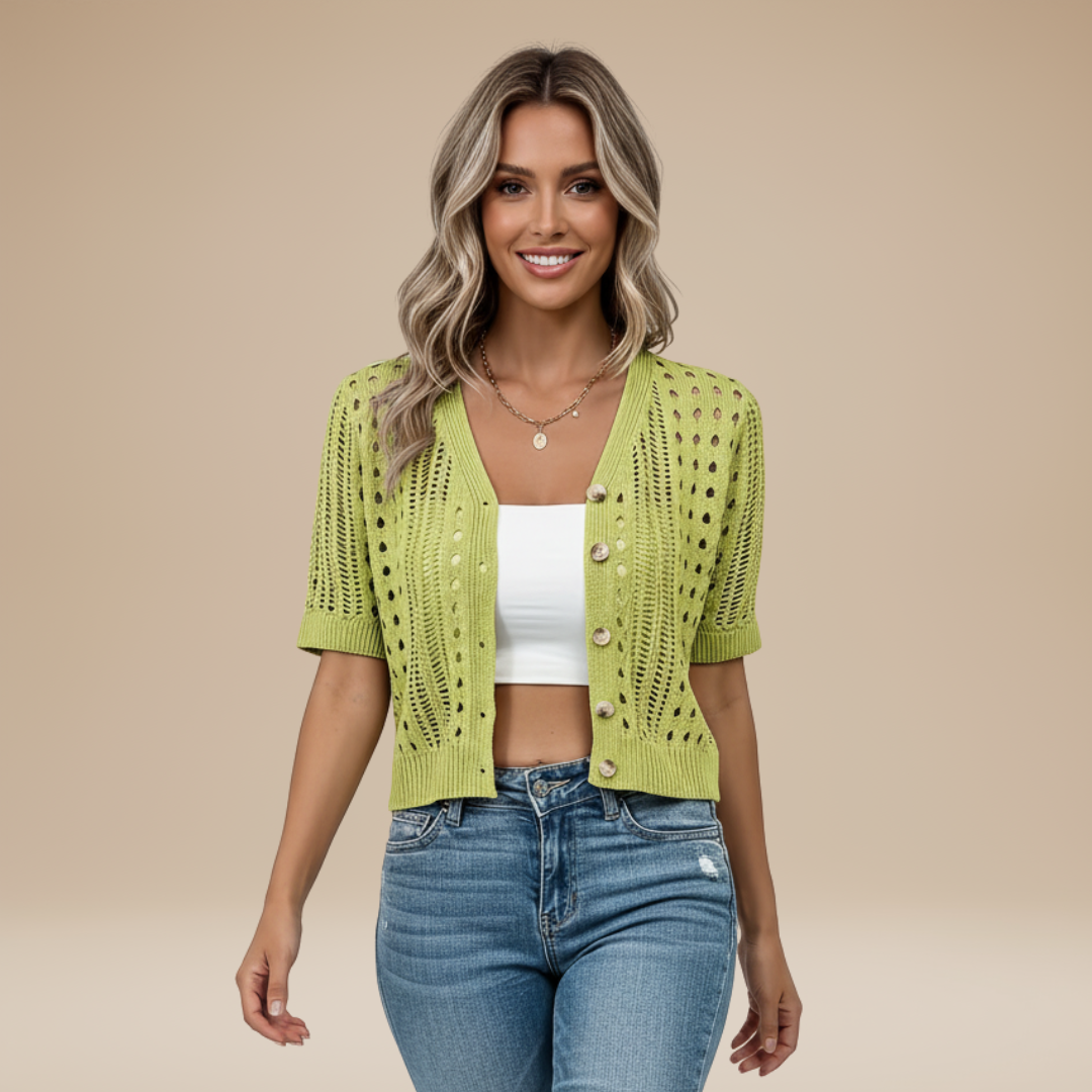 Gaia | Cardigan Donna Corto con Lavorazione Traforata