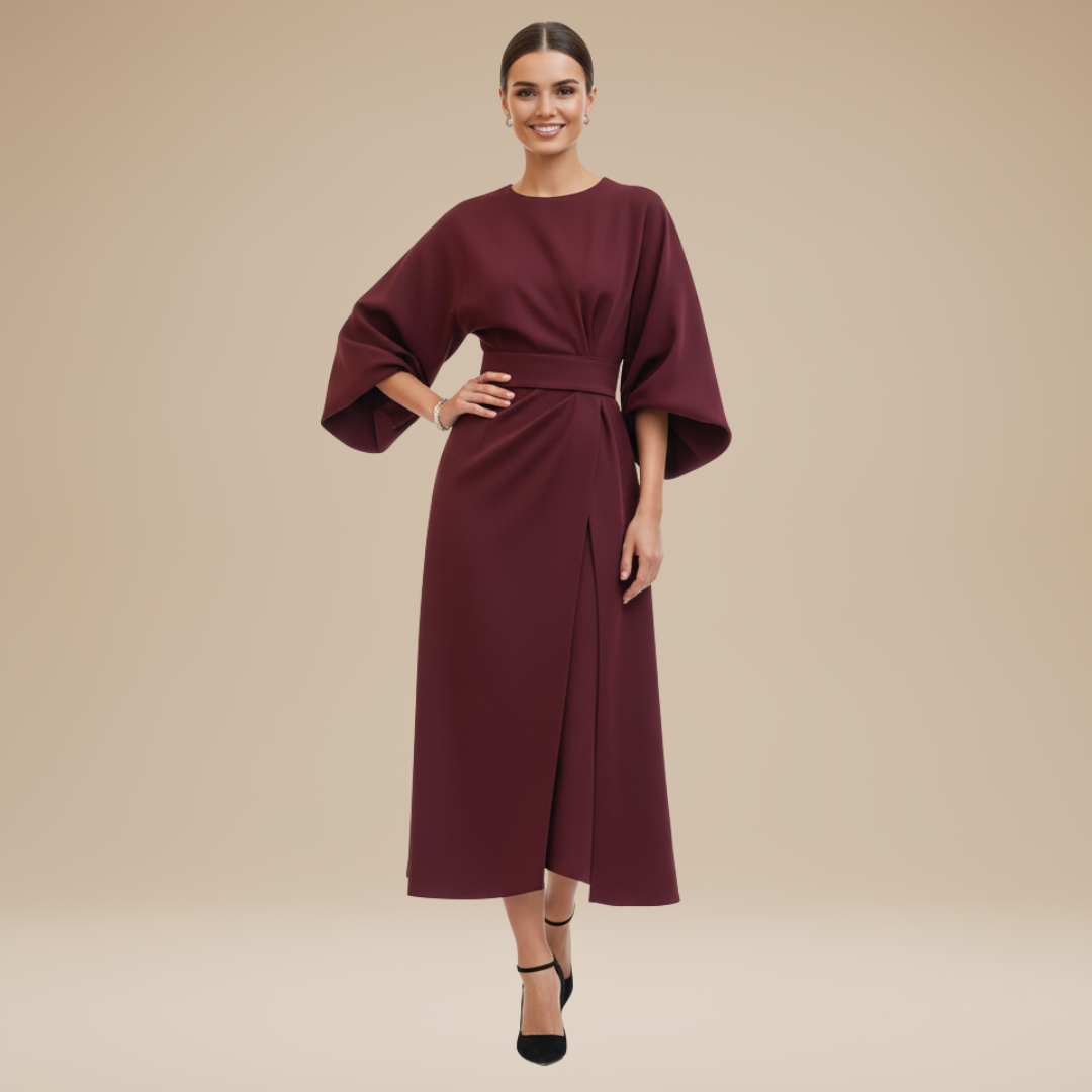 Nives | Abito Midi Elegante Donna con Maniche Ampie