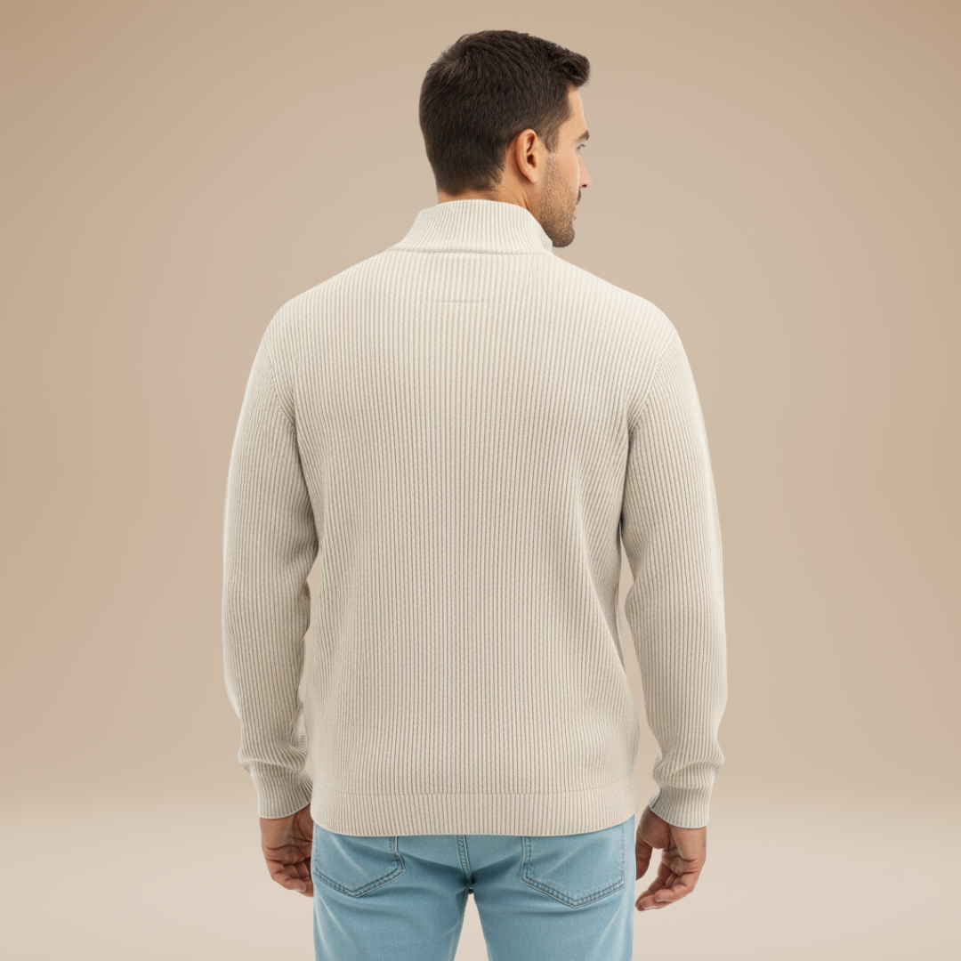 Mirko | Maglia Uomo con Mezza Zip e Trama a Rilievo