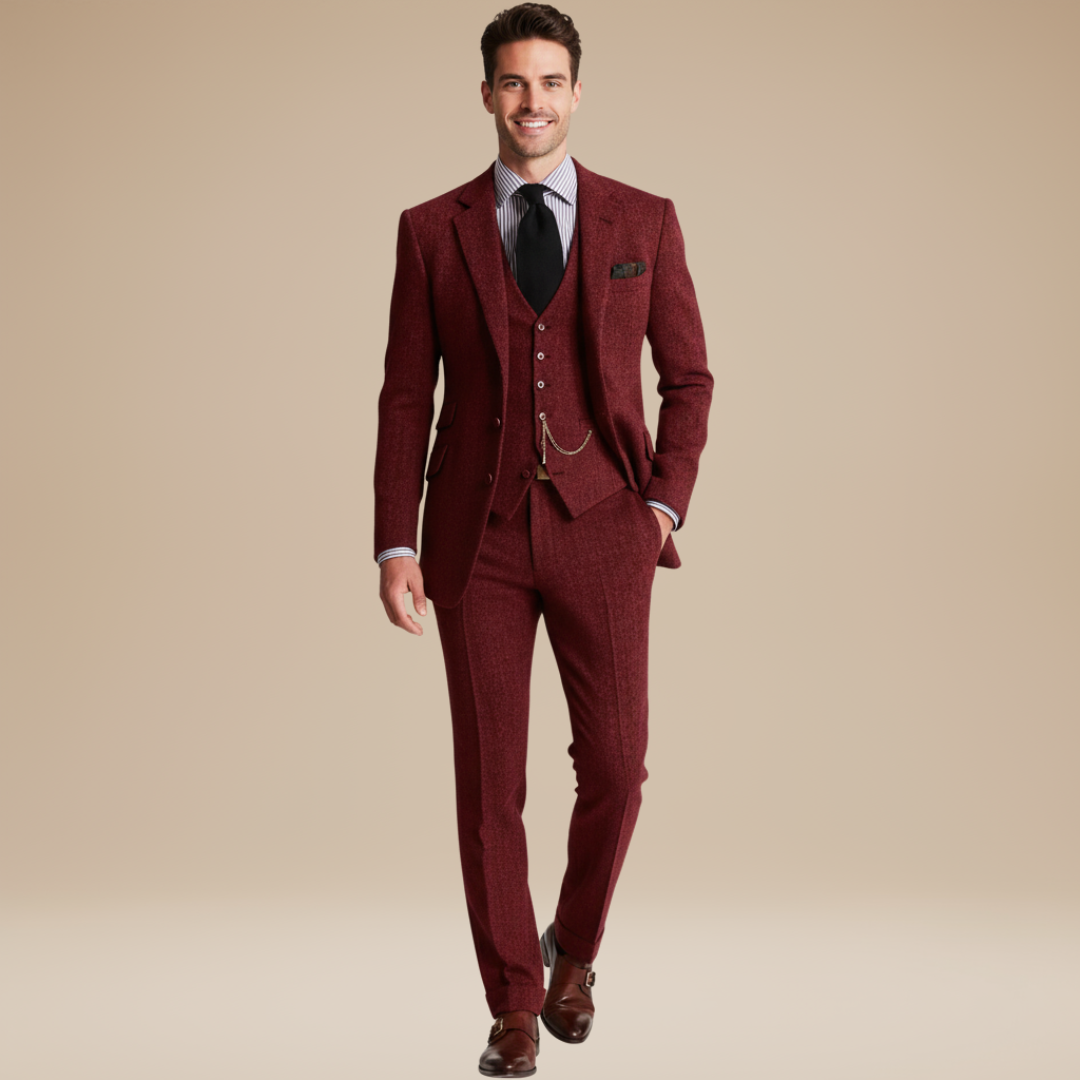 Harrison | Classic three-piece tweed suit for men