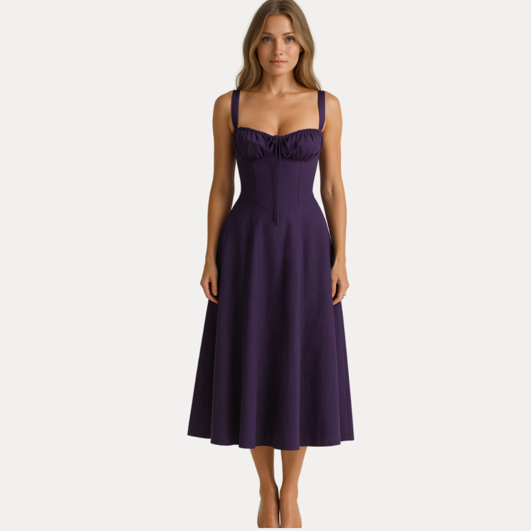 Lorenza | Abito Midi con Corpino Strutturato