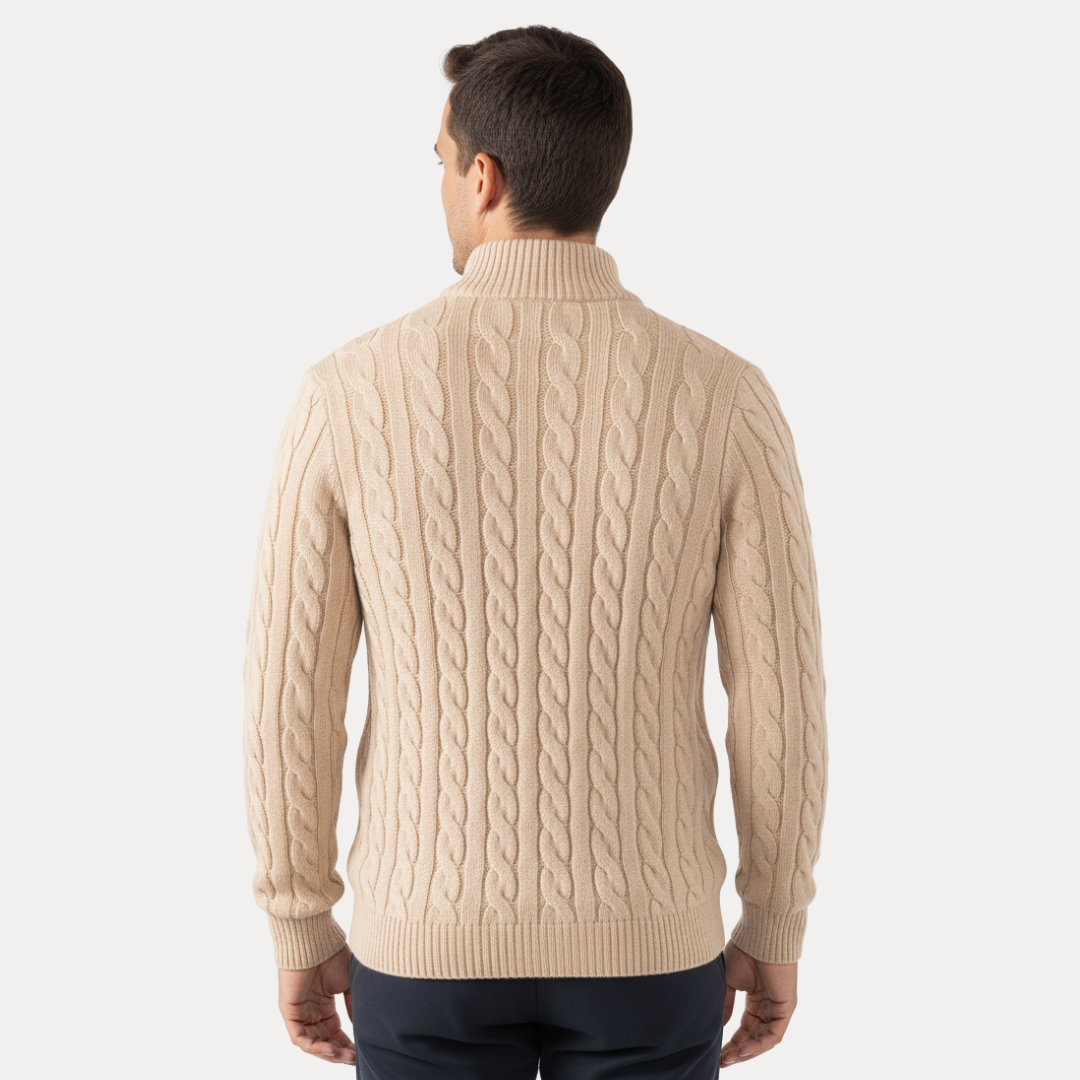 Lorenzo | Maglione a Treccia con Mezza Zip