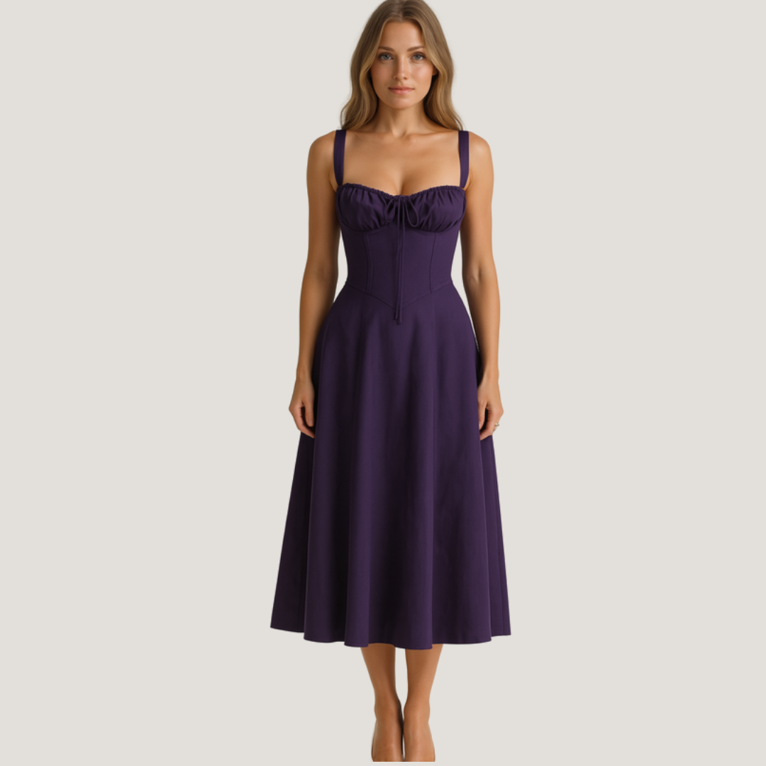 Lorenza | Abito Midi con Corpino Strutturato