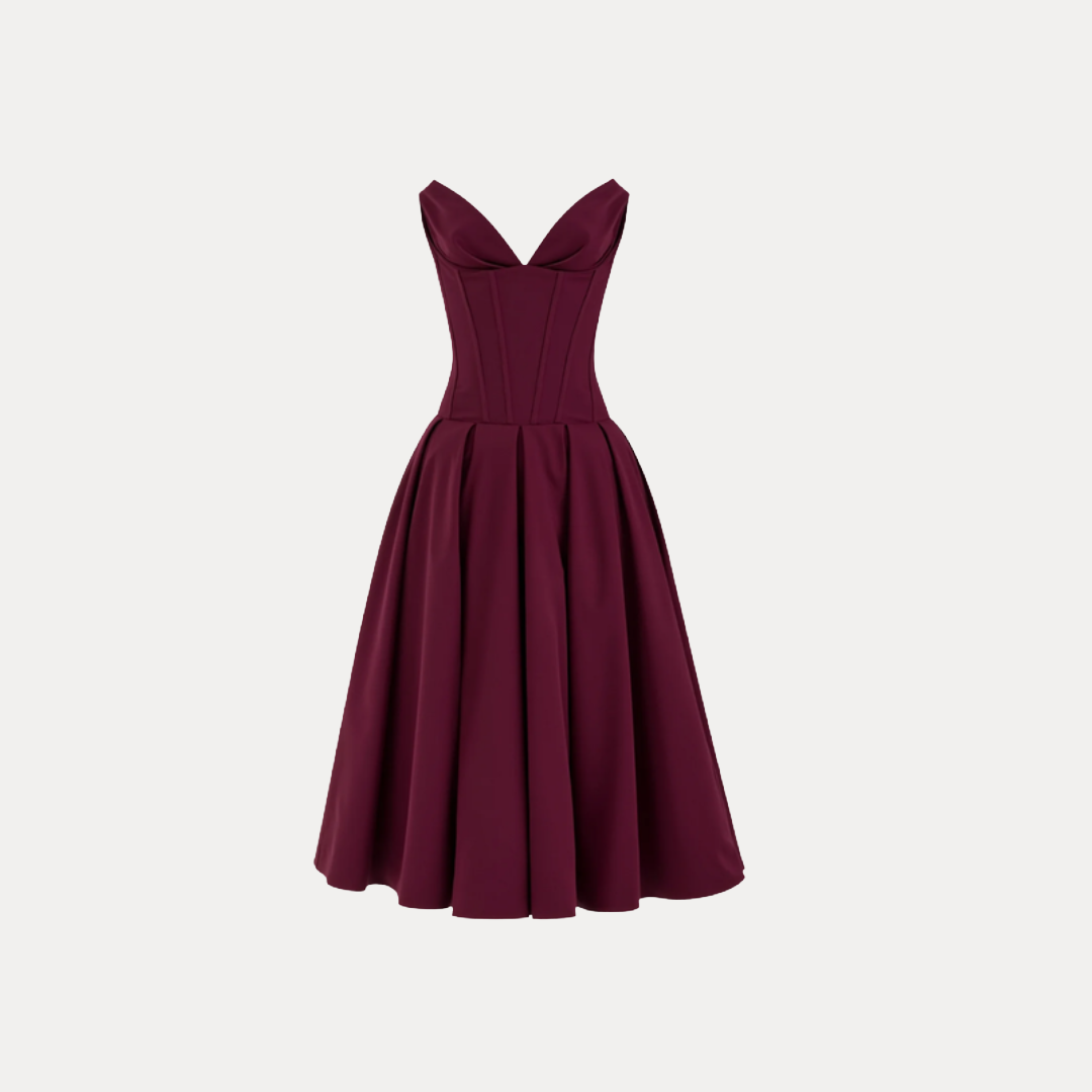 Rebecca | Abito Midi con Corsetto e Gonna a Ruota
