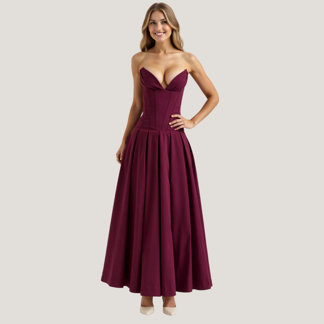 Rebecca | Abito Midi con Corsetto e Gonna a Ruota