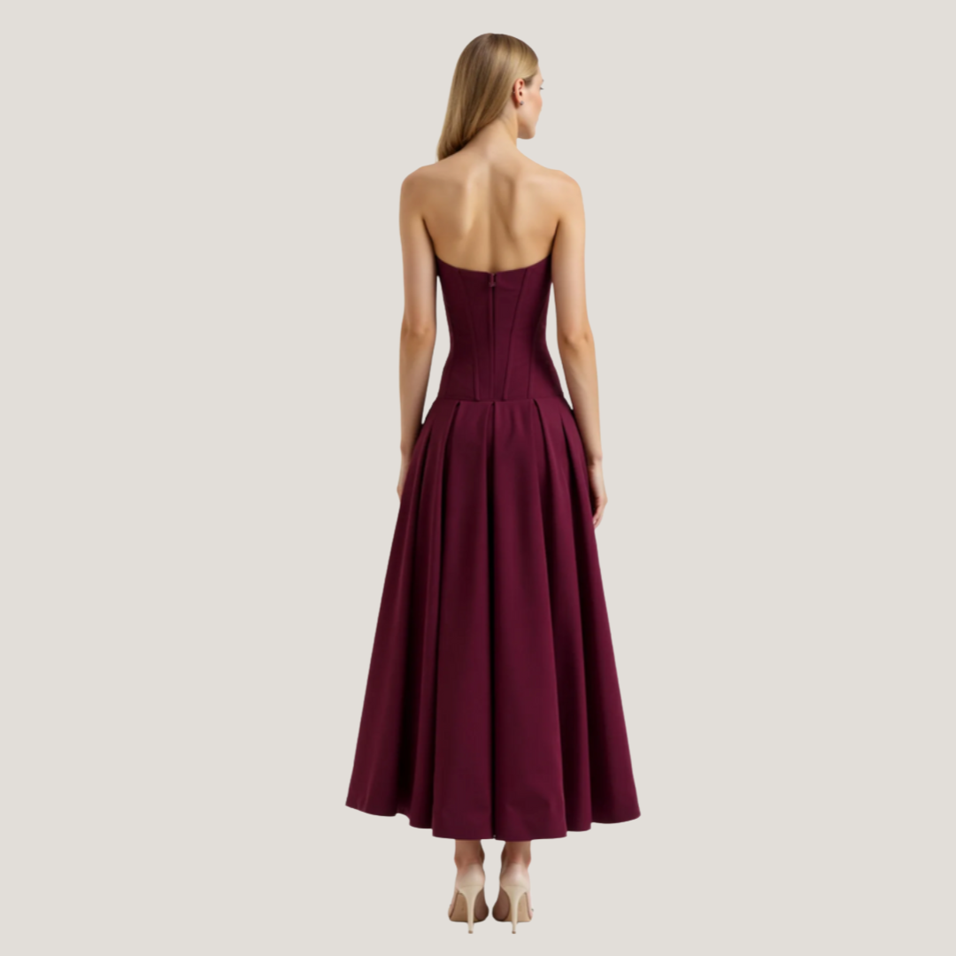 Rebecca | Abito Midi con Corsetto e Gonna a Ruota