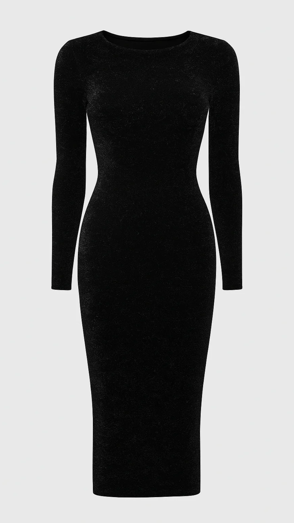 Marcella | Abito Midi Aderente in Velluto con Maniche Lunghe – Eleganza Minimal Chic