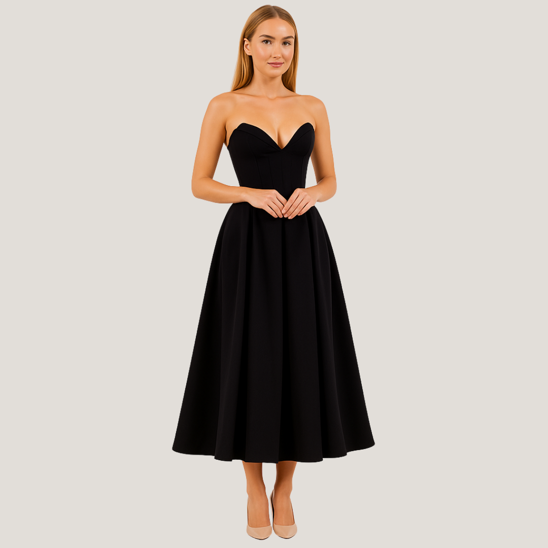 Rebecca | Abito Midi con Corsetto e Gonna a Ruota