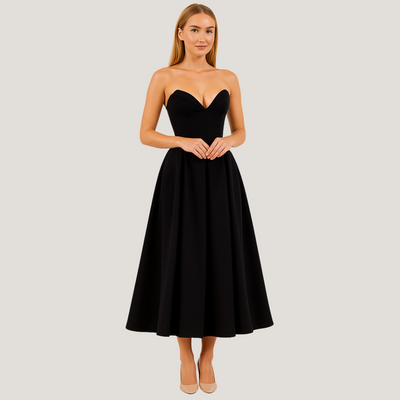 Rebecca | Abito Midi con Corsetto e Gonna a Ruota